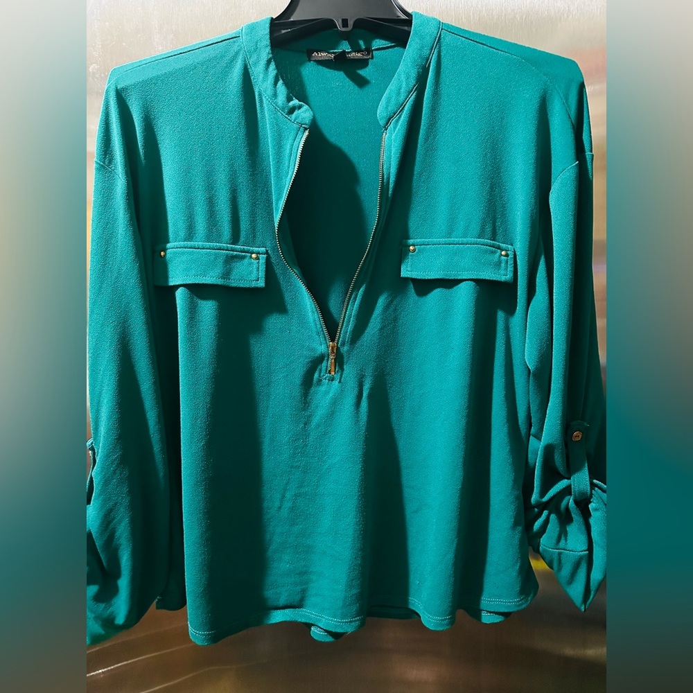 Elegant Teal Button-Down Women's Shirt